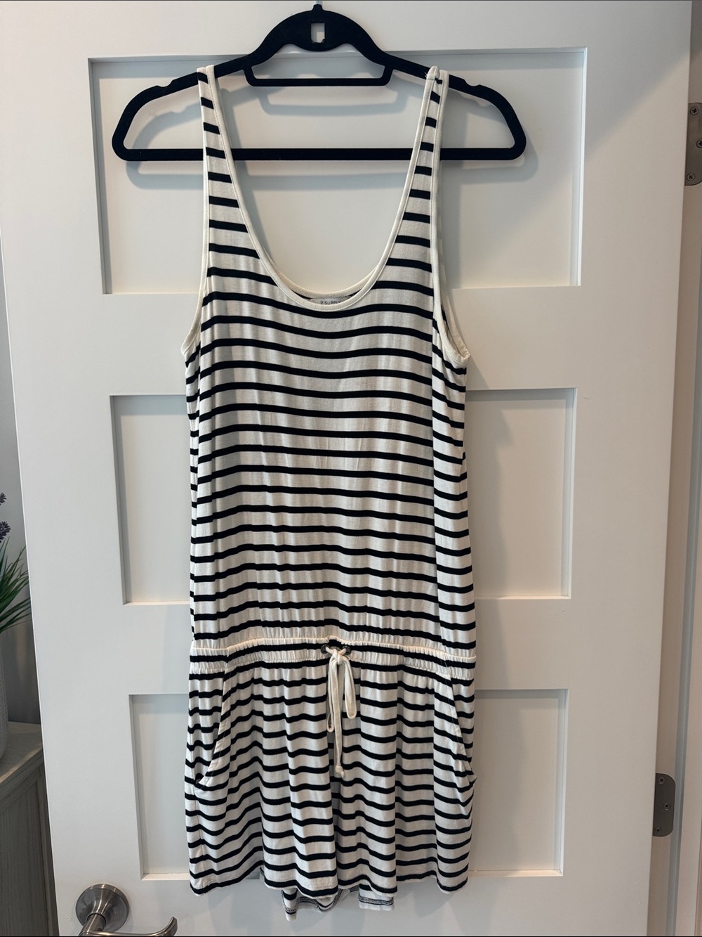 Z Supply Black and White Striped Sleeveless One-Piece Romper